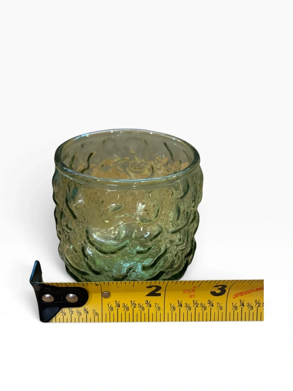 Set of 4 Vintage ANCHOR HOCKING Milano Green Roly Poly Tumbler Rocks Glasses